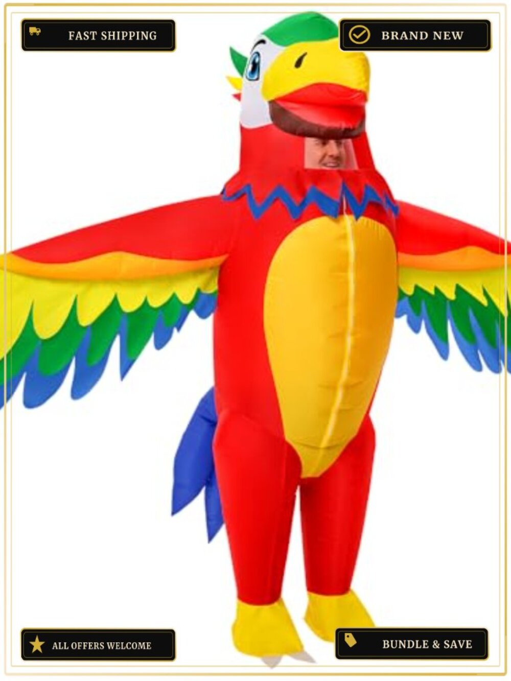 Inflatable Parrot Costume Halloween Full Body Blow Up Adult 190T Polyester